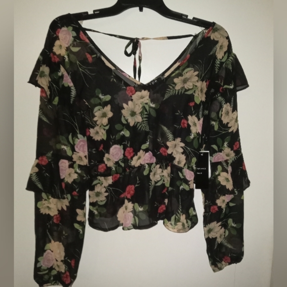 Sheer black floral top